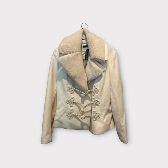 NWT Ralph Lauren Boho Norther Lights Peak Cream Wool Shearling Lined Coat L - Picture 7 of 13